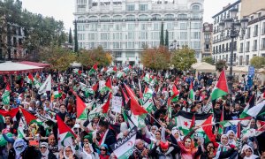 Manifestación para exigir el derecho de autodeterminación del pueblo saharaui en Madrid.