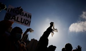 Manifestación multitudinaria en Madrid por la sanidad pública.