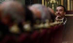 09/09/2019. El magistrado del Tribunal Supremo Manuel Marchena, durante el acto de la apertura del año judicial que preside el rey Felipe VI este lunes en el Salón de Plenos del Tribunal Supremo, el 9 de septiembre de 2019.