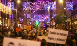 Imagen de la marcha principal contra la violencia machista este 25N en el centro de Madrid.