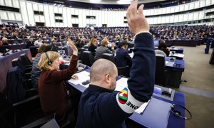 Imagen de archivo del Parlamento Europeo durante un pleno sobre el papel de la FIFA en el Mundial de Catar.