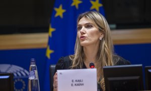 La exvicepresidenta del Parlamento Europeo Eva Kailí en una rueda de prensa. Imagen de Archivo.