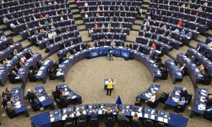 La presidenta de la Comisión Europea, Úrsula Von der Leyen, en el Pleno del Parlamento Europeo.