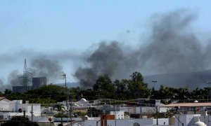 6/1/23 Imagen de Culiacán con el humo provocado por los enfrentamientos de fuerzas federales con grupos armados, tras la detención de Ovidio Guzmán.