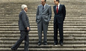 16/11/2006 - Pasqual Maragall, Jacques Chirac i José Luis Rodríguez Zapatero a la cimera hispano-francesa que va fer-se a Girona el 16 de novembre de 2006.