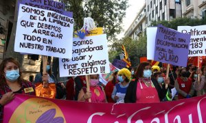 10/2021 - Imatge d'arxiu d'una manifestació de les treballadores de la llar a Barcelona de l'octubre del 2021.