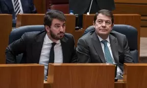 El vicepresidente de la Junta, Juan García-Gallardo, y el presidente de la Junta de Castilla y León, Alfonso Fernández Mañueco.