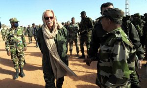 El secretario general del Frente Polisario y presidente de la República Saharaui, Brahim Ghali, a su llegada al Congreso de la formación en el capo de refugiados de Dakhla, en Argelia. EFE/EPA/STR