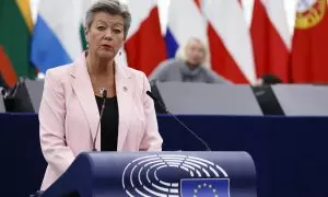 La comisaria europea de Interior, Ylva Johansson, este martes en Estrasburgo.