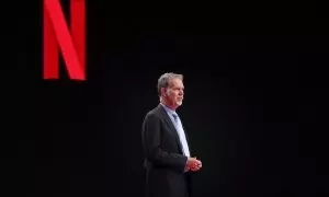 Fotografía de archivo fechada el 25 de noviembre de 2019 que muestra al alto ejecutivo de Netflix Reed Hastings durante la Cumbre de Innovación Cultural 2019 en el Centro de Convenciones y Exposiciones de Busan (BEXCO).