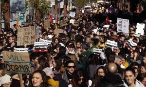 Manifestació dels metges convocats pel sindicat de Metges de Catalunya.