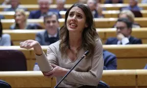 La ministra de Igualdad, Irene Montero, interviene durante el pleno del Senado, este martes 7 de febrero de 2023 en Madrid.