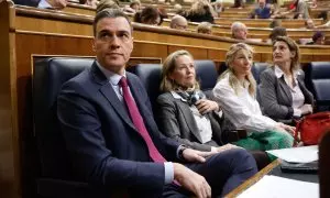 08/02/2023.- El presidente del Ejecutivo, Pedro Sánchez, durante la sesión de control al Gobierno este miércoles en el Congreso. EFE/ Mariscal