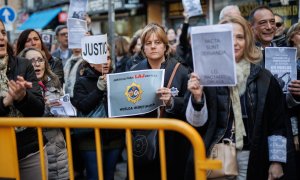 Los Letrados en huelga se manifiestan durante la reunión con el Ministerio de Justicia, a 16 de febrero de 2023.