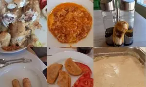 Collage de comidas en residencias de la Comunidad de Madrid