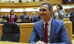 El presidente del Gobierno, Pedro Sánchez, durante la sesión de control que celebra el pleno del Senado este martes