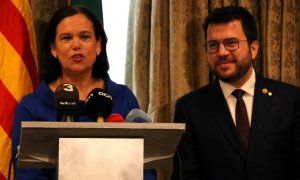 24/03/2023 - Mary Lou McDonald, presidenta del Sinn Féin, i Pere Aragonès, després de reunir-se a Dublín.