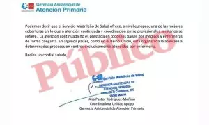 La respuesta del Gobierno de Ayuso a las quejas de los pacientes por falta de médico, a 8 de febrero de 2023.