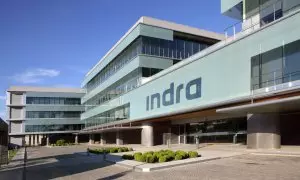 Edificio de la sede de Indra, en la localidad madrileña de Alcobendas.