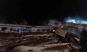 Estado de los trenes tras el accidente.