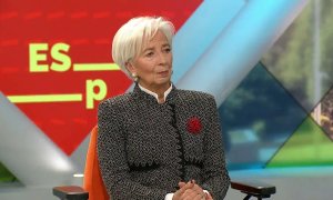 La presidenta del Banco Central Europeo (BCE), Christine Lagarde, durante la entrevista en 'Espejo Público'.