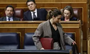 La ministra de Igualdad, Irene Montero, en la sesión de tarde del pleno del Congreso de los Diputados, este martes, en Madrid