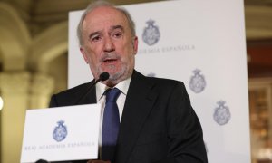 El director de la Real Academia Española (RAE), Santiago Muñoz Machado, ofrece una rueda de prensa en Madrid, a 9 de marzo de 2023.