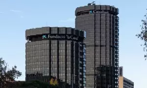 Vista de las torres donde tienes sus sedes la Fundación La Caixa, CriteriaCaixa, y Caixabank.