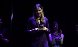 Irene Montero recoge el El Premio ‘Mujeres en Unión - Pilar Bardem’ en la gala de los Premios Unión de Actores y Actrices, a 13 de marzo de 2023, en Madrid (España).