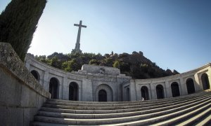 Vista de la fachada principal de la basílica del Valle de los Caídos, San Lorenzo del Escorial, Madrid, a 14 de marzo de 2023.