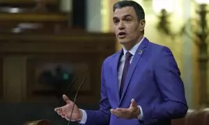 El presidente del Gobierno, Pedro Sánchez, interviene en el debate de la moción de censura de Vox