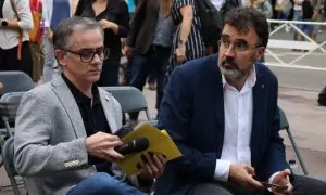 El president del grup parlamentari d'ERC, Josep Maria Jové, i el diputat d'ERC Lluís Salvadó, a l'acte d'ERC pel cinquè aniversari  del 20-S.