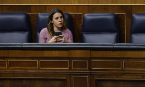 La ministra de Igualdad, Irene Montero, durante la primera jornada de la moción de censura de Vox.