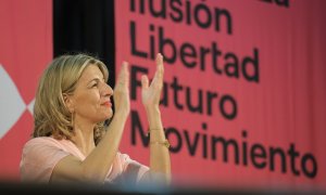 La vicepresidenta del Gobierno y ministra de Trabajo, Yolanda Díaz, en un acto de Sumar en Las Palmas.