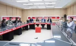 Imagen de la reunión del Comité Electoral del PSOE celebrada este lunes en Ferraz.