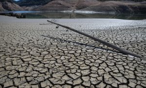 Imágenes de la sequía en el pantano de Sau, a 27 de marzo de 2023, en Vilanova de Sau, Barcelona, Catalunya.