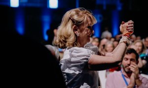 La expresidenta de la Comunidad de Madrid Esperanza Aguirre, durante el Congreso del Partido Popular de Madrid, a 21 de mayo de 2022.