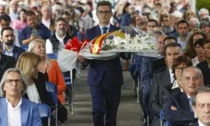 El ministro de Presidencia, Félix Bolaños, en los actos conmemorativos del 86 aniversario del bombardeo de Gernika, a 26 de abril de 2023.