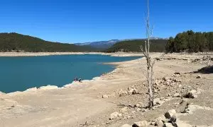 21/04/2023 - El pantà de Sant Ponç, al Solsonès, amb els efectes de la sequera ben visibles.