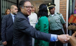 El presidente colombiano, Gustavo Petro, a su llegada a la Embajada de Colombia en España, a 2 de mayo de 2023, en Madrid (España).