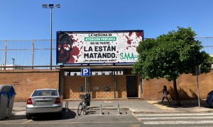 Valla del Sindicato Médico Andaluz en Sevilla.