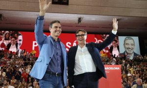 Pedro Sánchez i Salvador Illa en l'acte de tancament de campanya del PSC.