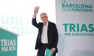 El candidato de Junts a la alcaldía de Barcelona, Xavier Trias, durante el cierre de campaña.