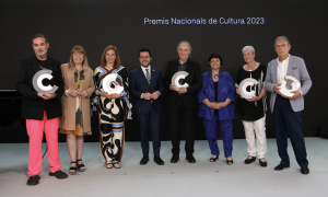 2-6-2023 Els Premis Nacionals de Cultura 2023 Joan Manuel Serrat, Joan-Pere Viladecans, Dolors Udina, Alba Sarraute i l'Eufònic amb el president de la Generalitat i la consellera de Cultura