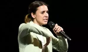 La ministra de Igualdad, Irene Montero, durante un acto de campaña de Podemos-IU, en el paraninfo de la Magdalena, en Santander a 25 de mayo de 2023