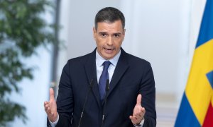 Pedro Sánchez ofrece una rueda de prensa tras reunirse con el primer ministro del Reino de Suecia, en el Palacio de la Moncloa, a 5 de junio de 2023, en Madrid.