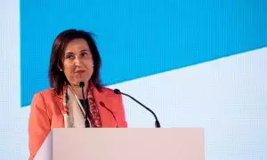 La ministra de Defensa, Margarita Robles, durante una alocución pública en el Teatro Real, a 13 de junio de 2023, en Madrid.