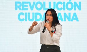 10/06/2023 - Luisa González, candidata escogida por el movimiento Revolución Ciudadana, del expresidente Rafael Correa (2007-2017) a la Presidencia de Ecuador, para los próximos comicios del 20 de agosto del 2023, en la ciudad de Portoviejo (Ecuador).