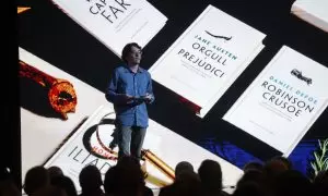 Un moment de la celebració del centenari de la col·lecció de clàssics de la literatura Bernat Metge al Palau de la Balmesiana de Barcelona.