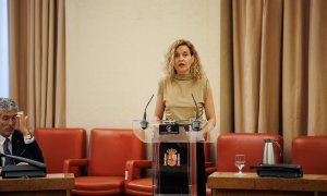 La presidenta del Congreso, Meritxell Batet, interviene durante un acto de recuerdo y homenaje a las víctimas del terrorismo, en el Congreso de los Diputados, a 27 de junio de 2023, en Madrid (España).